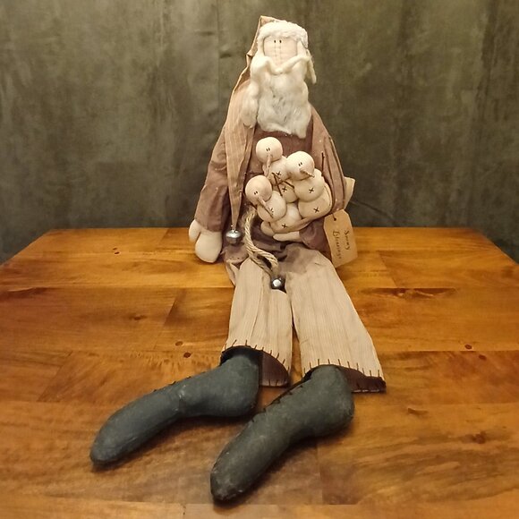 *RARE* Vintage “Honey and Me” Primitive Folk Art Santa & Snowmen Doll (NWT) - Picture 3 of 12